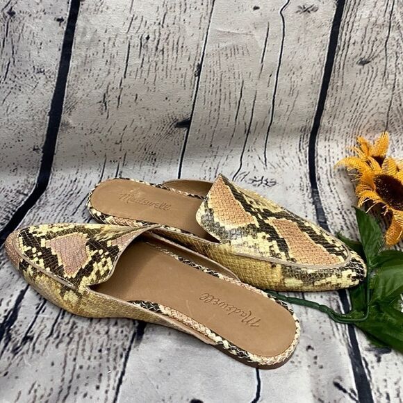 MADEWELL Frances Skimmer Snake Skin LeatherFlat Mules Blush Multi  Size 7 NEW - Picture 3 of 10